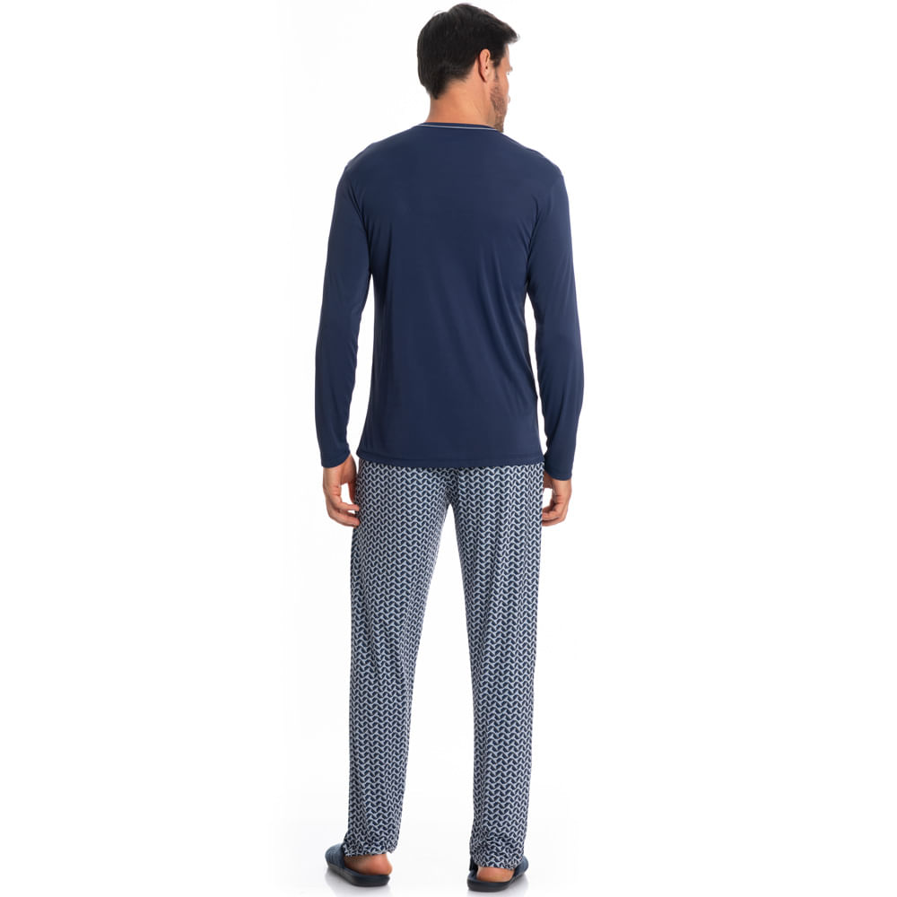 Pijama Masculino Longo Estampado Clóvis Tombini - Imagem 4 - Mobile