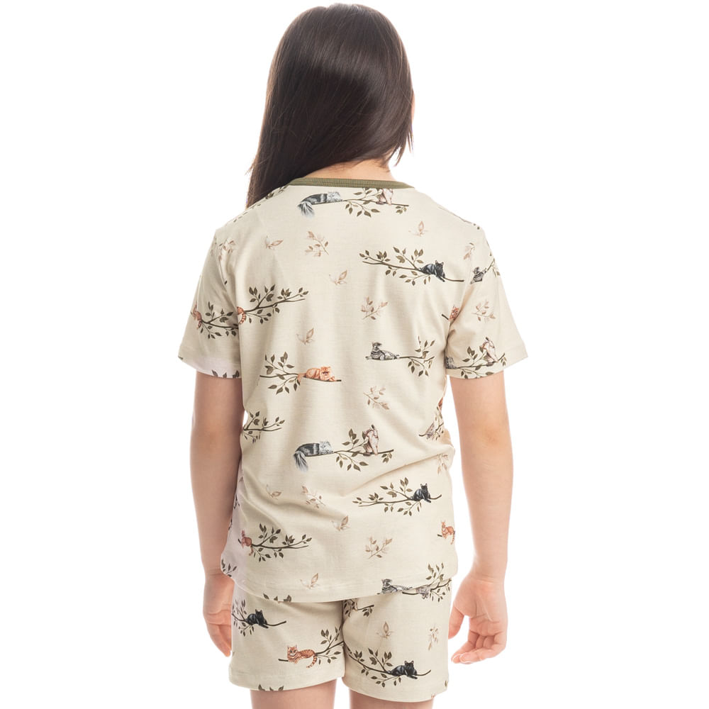 Pijama Infantil Unissex Curto Cats Winter Fiends Verde - Imagem 2