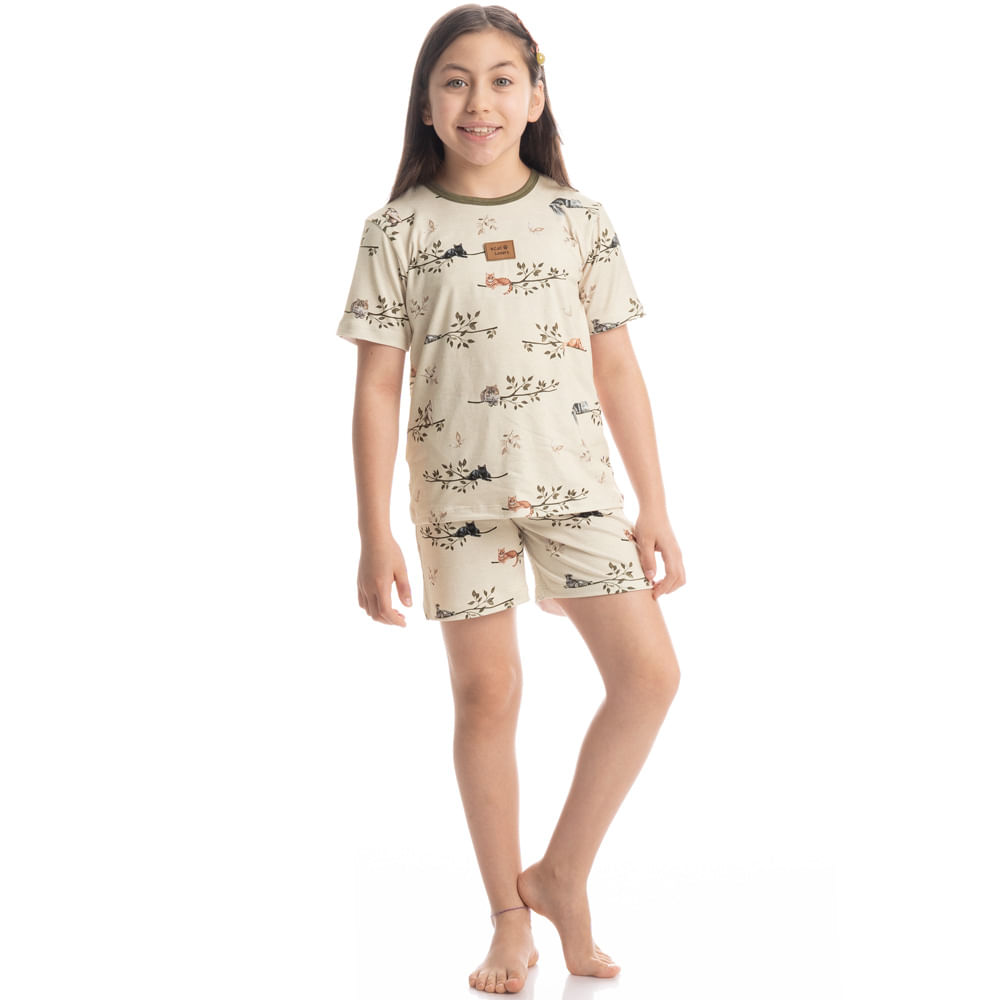 Pijama Infantil Unissex Curto Cats Winter Fiends - Imagem 3 - Mobile