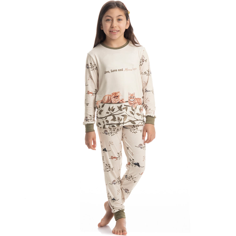 Pijama Infantil Unissex Longo Cats Winter Friends - Imagem 3 - Mobile