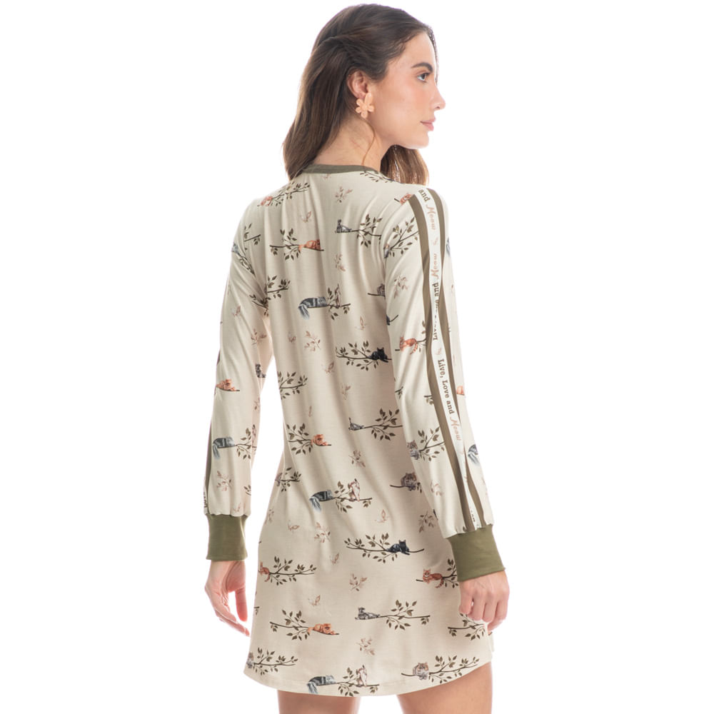 Camisão Curto Manga Longa Cats Winter Friends Verde - Imagem 2