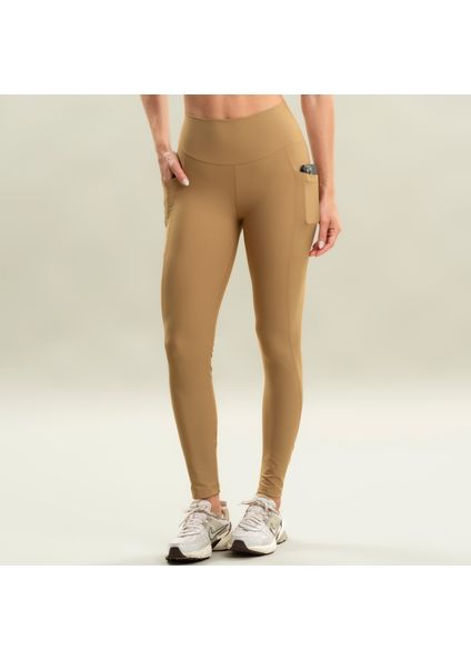 Calça Legging Comfort Shape Com 2 Bolsos Camel Vivame Bege - Imagem 1