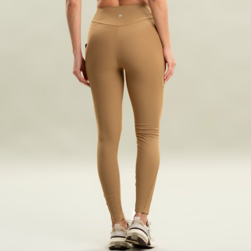 Calça Legging Comfort Shape Com 2 Bolsos Camel Vivame Bege - Imagem 2