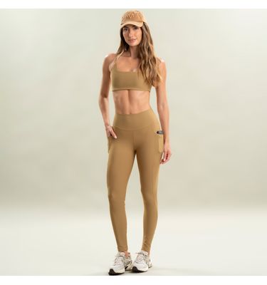 Calça Legging Comfort Shape Com 2 Bolsos Camel Vivame - Imagem 3 - Mobile