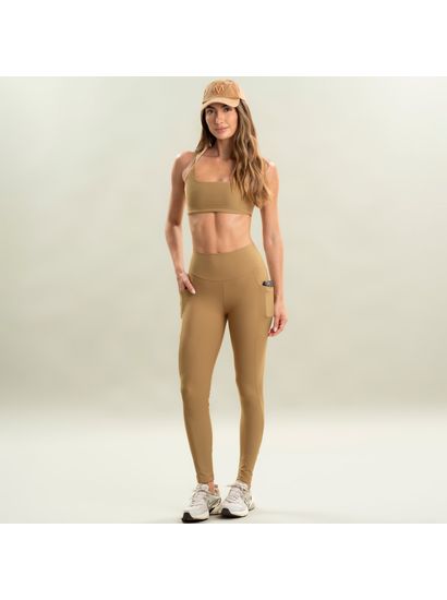 Calça Legging Comfort Shape Com 2 Bolsos Camel Vivame - Imagem 3 - Desktop