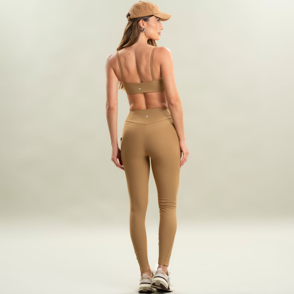 Calça Legging Comfort Shape Com 2 Bolsos Camel Vivame - Imagem 4 - Mobile