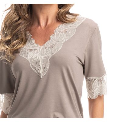 Pijama Feminino Curto Com Renda Tulipa - Imagem 5 - Mobile