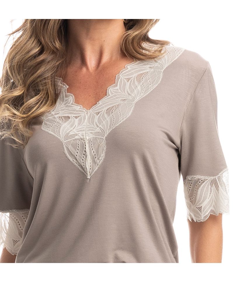 Pijama Feminino Curto Com Renda Tulipa - Imagem 5 - Desktop