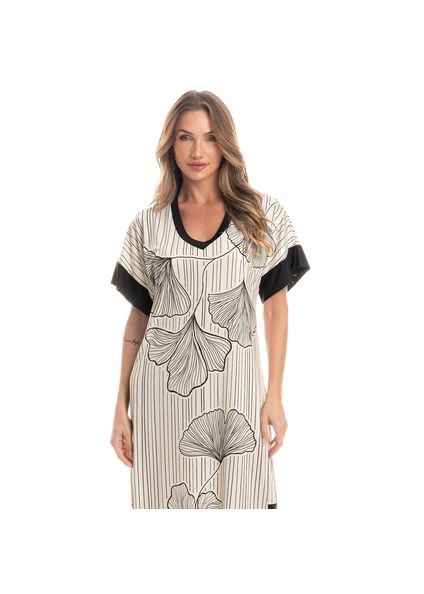 Kaftan Midi Ginkgo Preto - Imagem 1