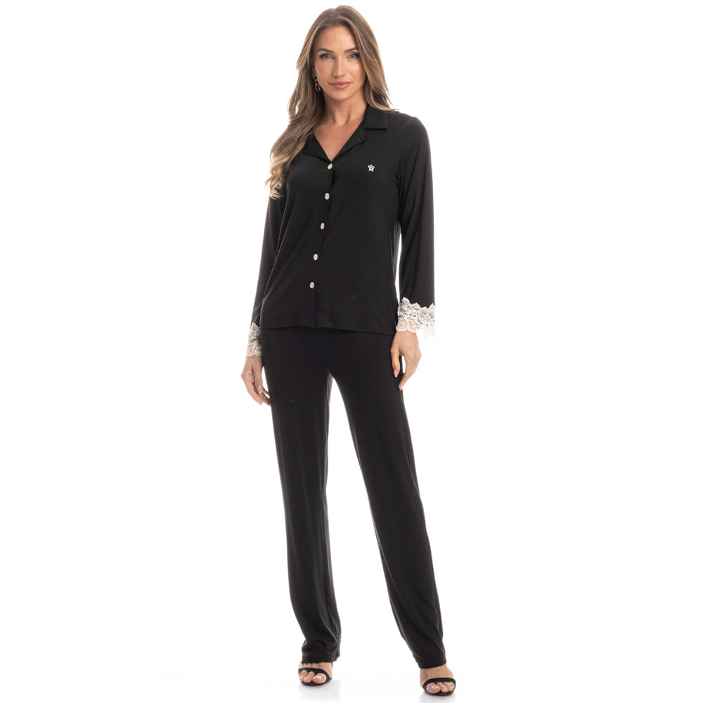 Pijama Feminino Longo Americano Acácia - Imagem 3 - Mobile