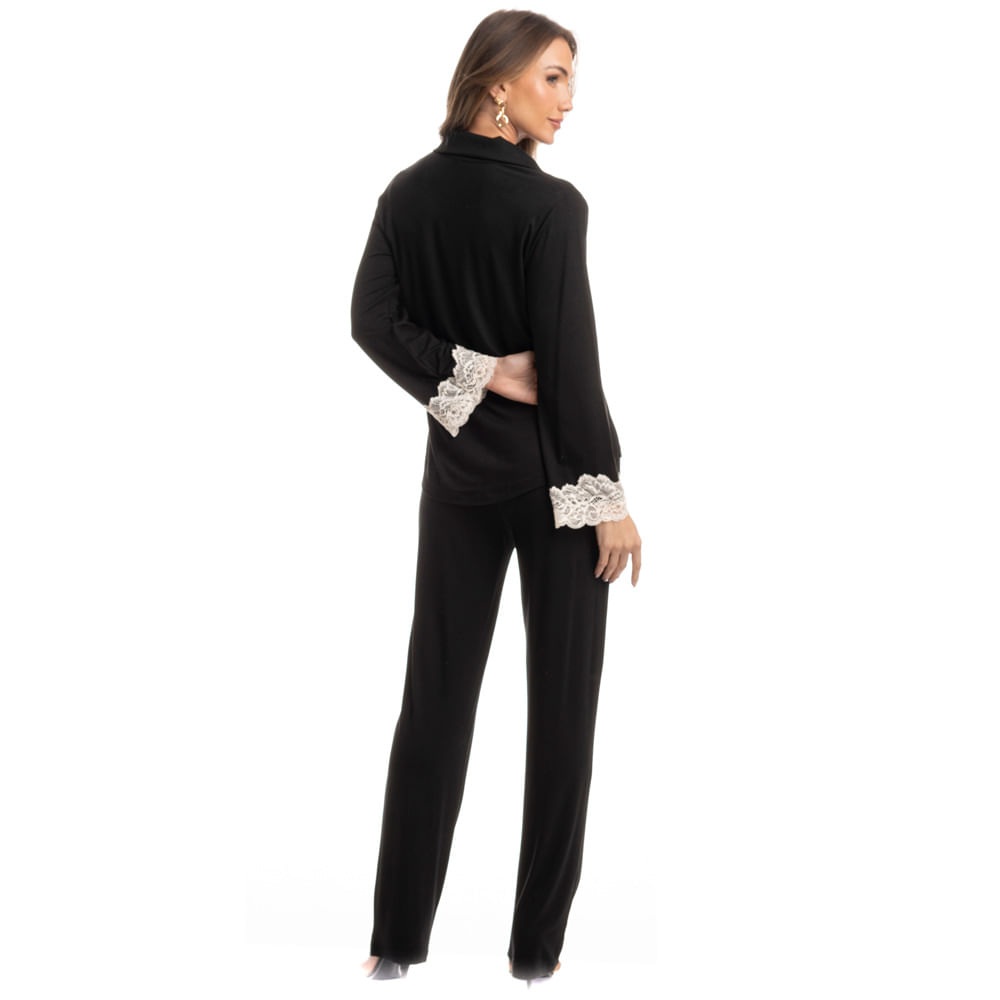 Pijama Feminino Longo Americano Acácia - Imagem 4 - Mobile