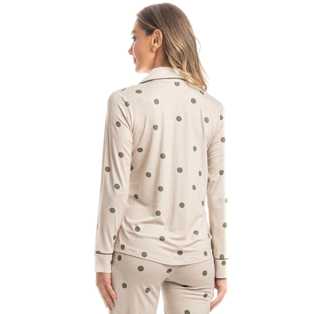 Pijama Feminino Longo Americano Clara Verde - Imagem 2