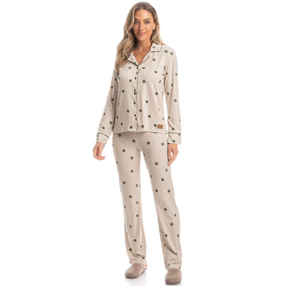 Pijama Feminino Longo Americano Clara - Imagem 3 - Mobile