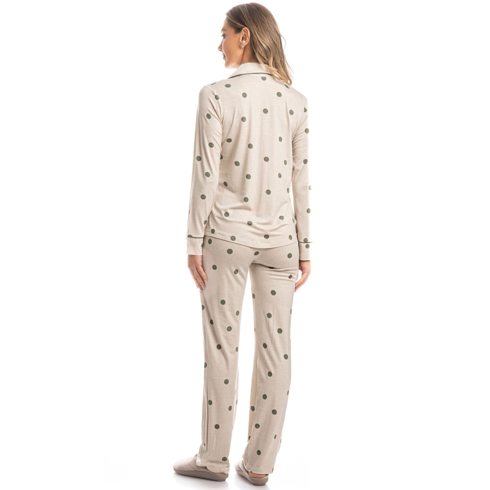 Pijama Feminino Longo Americano Clara - Imagem 4 - Mobile