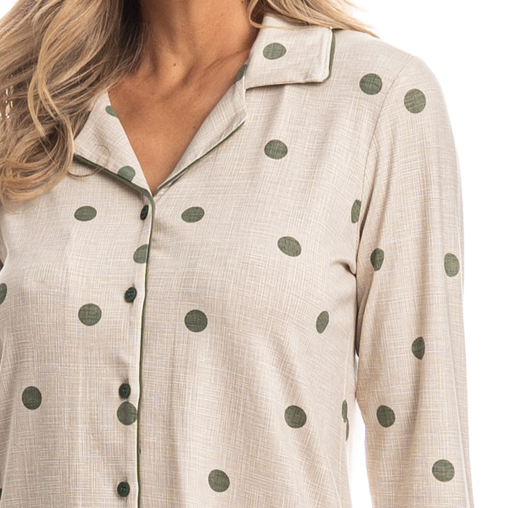 Pijama Feminino Longo Americano Clara - Imagem 5 - Mobile