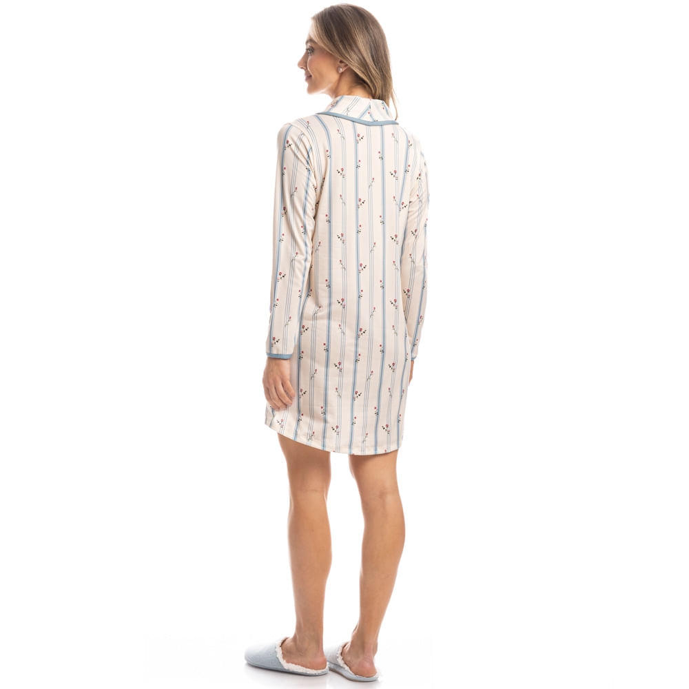 Camisão Feminino Curto Abotoado Flor - Imagem 4 - Mobile