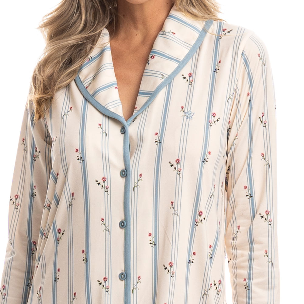 Camisão Feminino Curto Abotoado Flor - Imagem 5 - Mobile