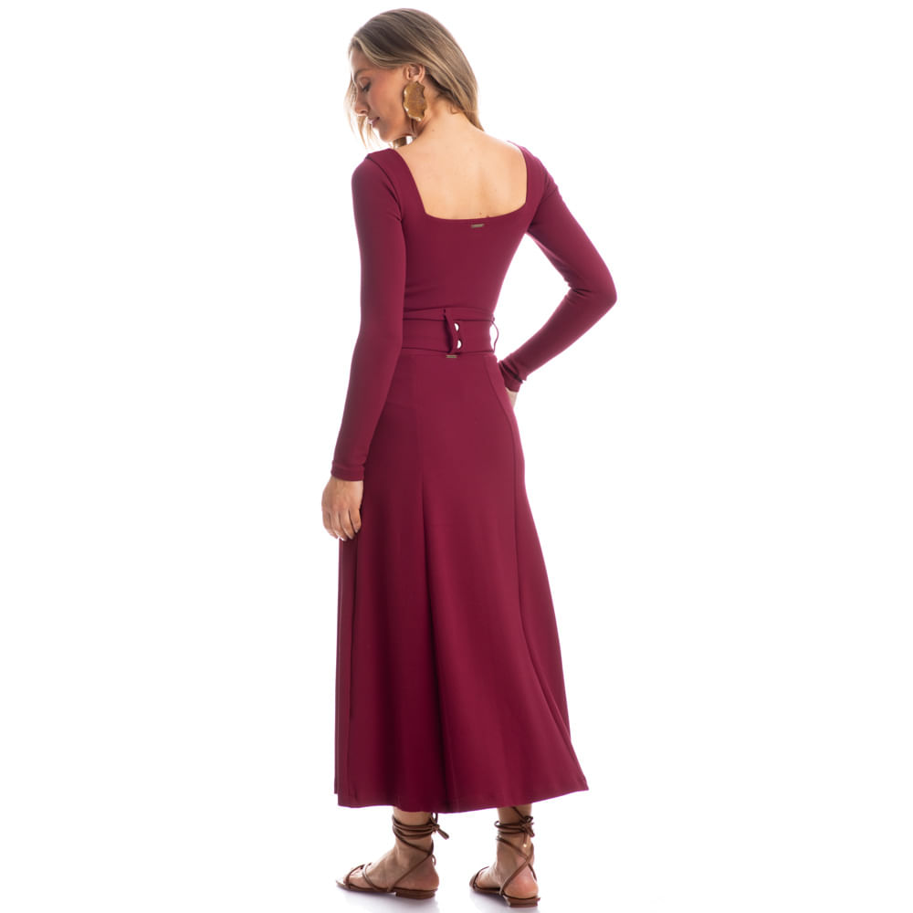 Saia Com Cinto Burgundy - Imagem 4 - Mobile