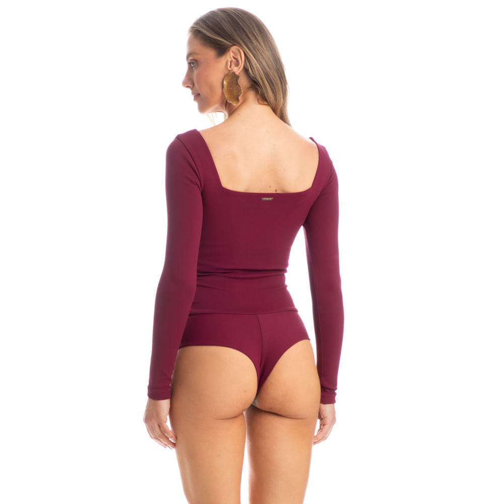 Body Decote Quadrado Fio Duplo Burgundy - Imagem 2 - Mobile