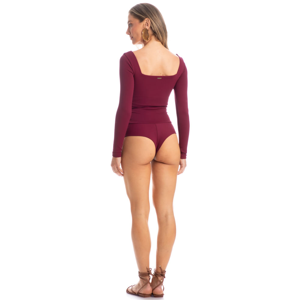 Body Decote Quadrado Fio Duplo Burgundy - Imagem 4 - Mobile