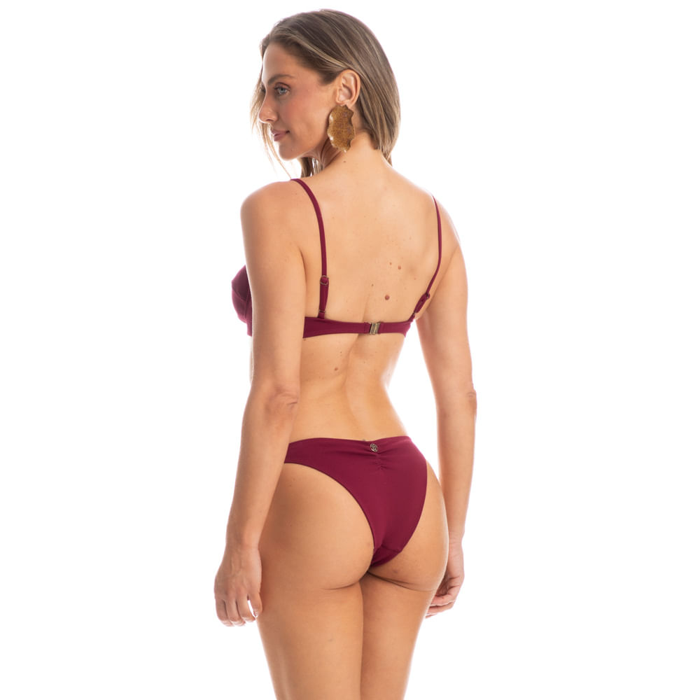 Biquíni Aro Corset Tira Média Burgundy Vinho - Imagem 2