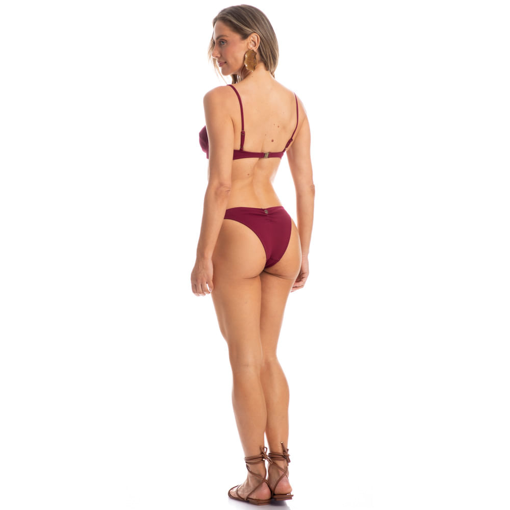 Biquíni Aro Corset Tira Média Burgundy - Imagem 4 - Mobile