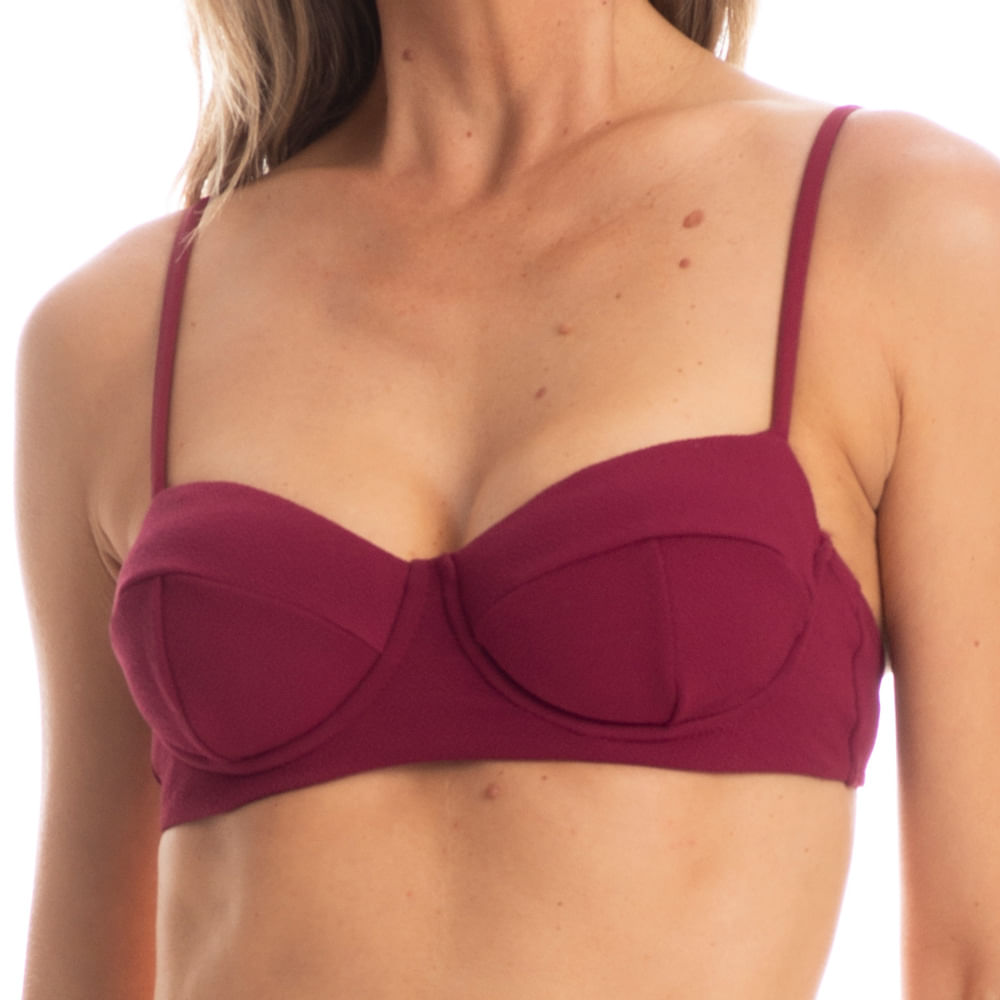 Biquíni Aro Corset Tira Média Burgundy - Imagem 5 - Mobile