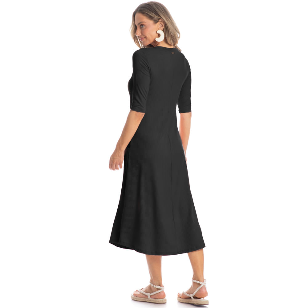 Vestido Com Bolso Canelado - Imagem 4 - Mobile