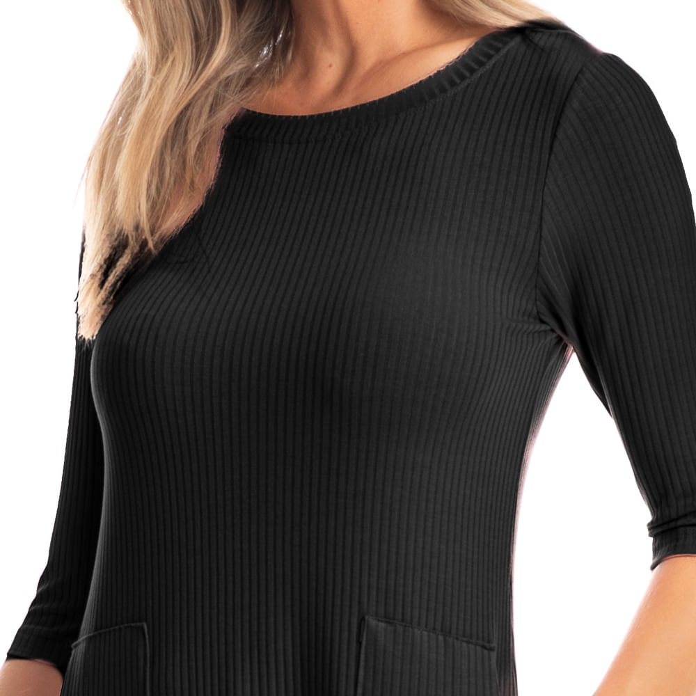 Vestido Com Bolso Canelado - Imagem 5 - Mobile