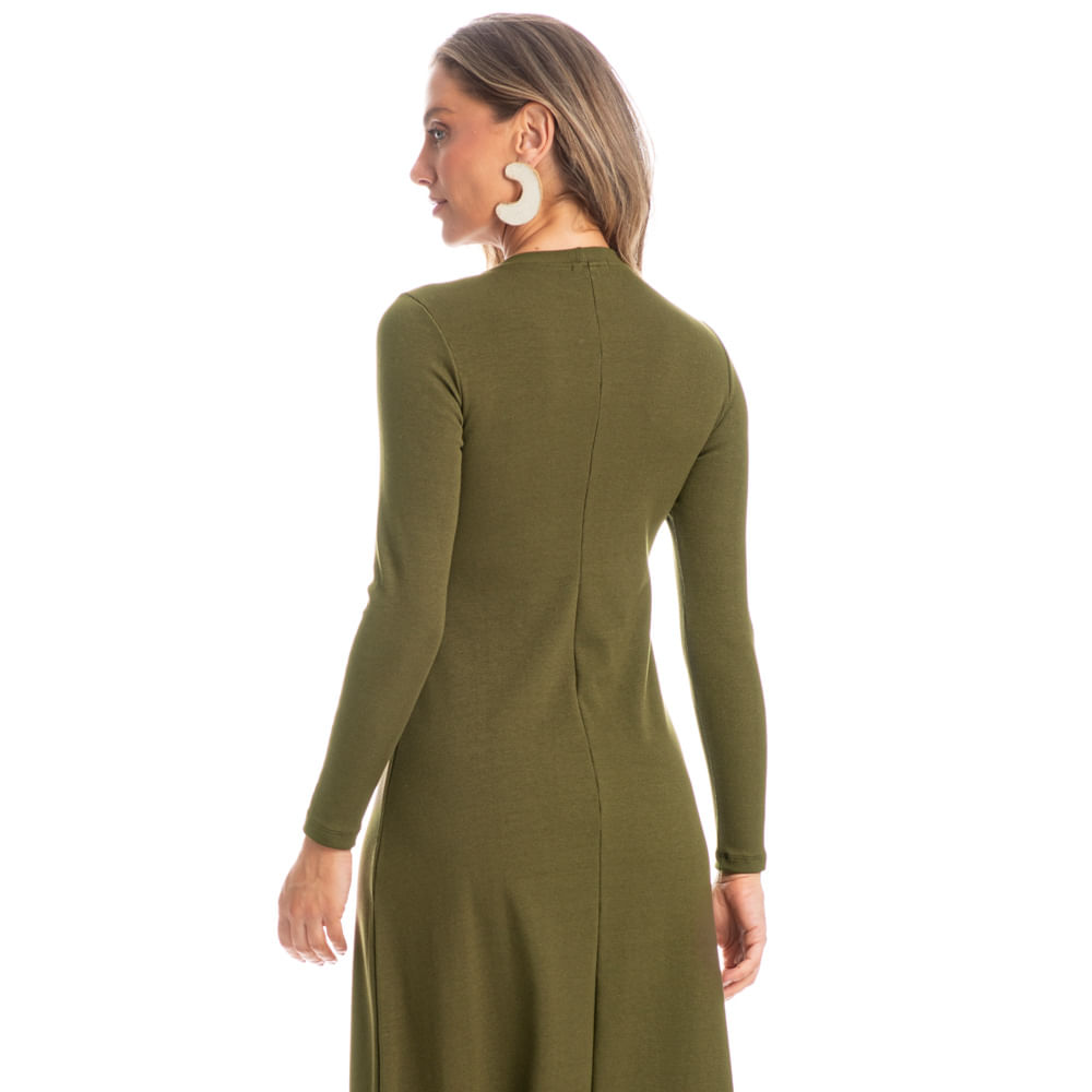 Vestido Strong Manga Longa Canelado Verde - Imagem 2