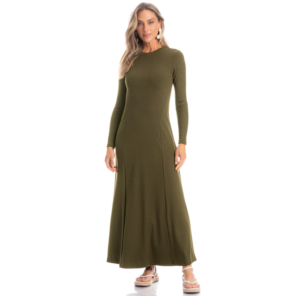 Vestido Strong Manga Longa Canelado - Imagem 3 - Mobile