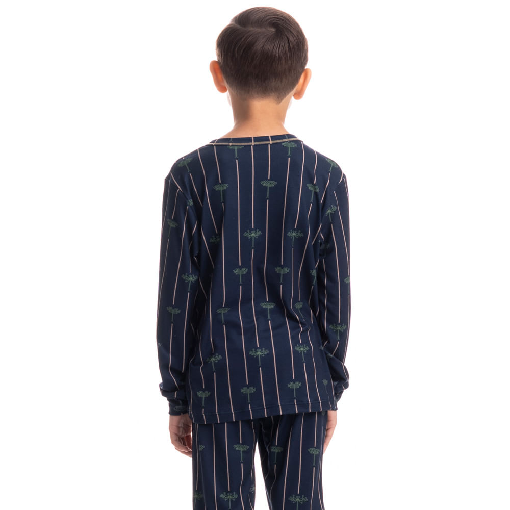 Pijama Unissex Infantil Longo Com Punho Origens Tombini Azul-marinho - Imagem 2