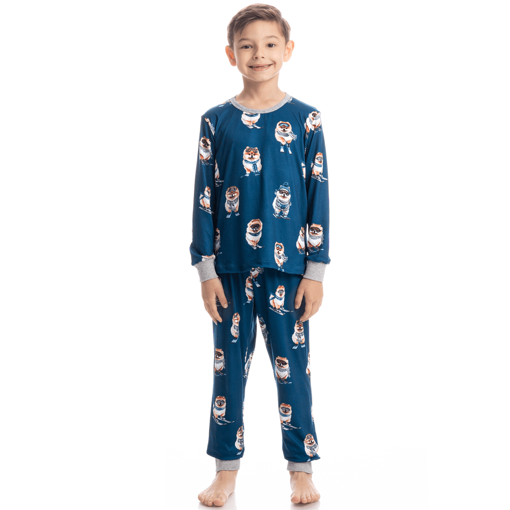 Pijama Infantil Unissex Longo Com Punho Lyla Ski - Imagem 3 - Mobile