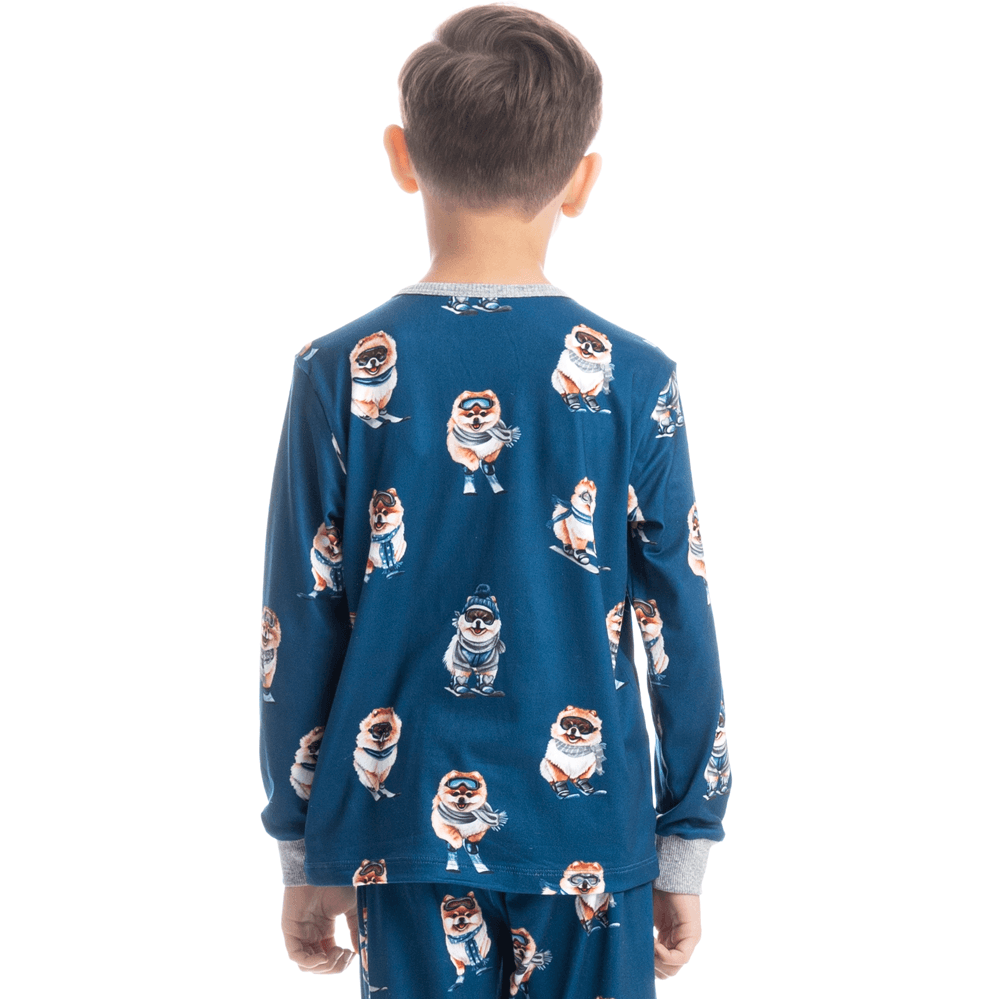 Pijama Infantil Unissex Longo Com Punho Lyla Ski Azul-2 - Imagem 2