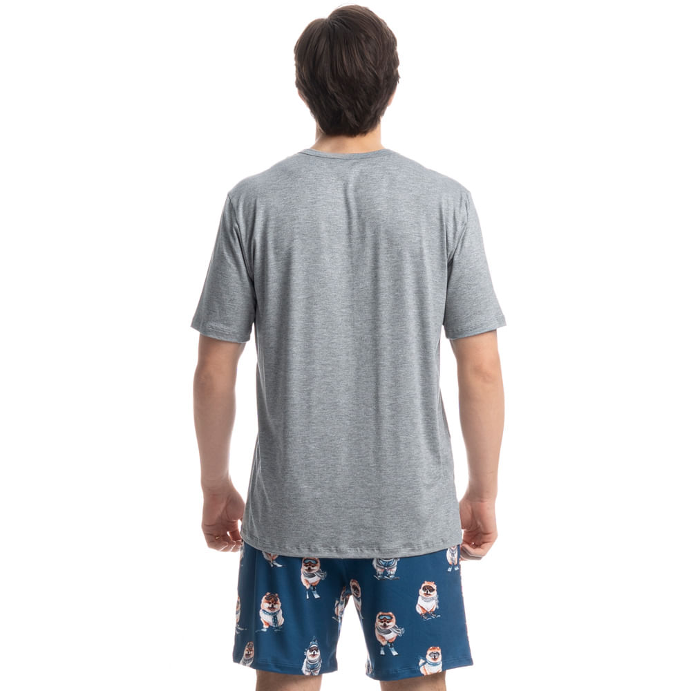 Pijama Masculino Curto Lyla Ski Azul-2 - Imagem 2