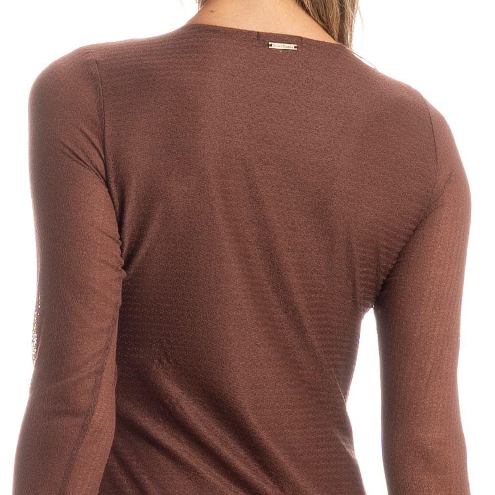Vestido Manga Longa Laise Chocolate - Imagem 5 - Mobile