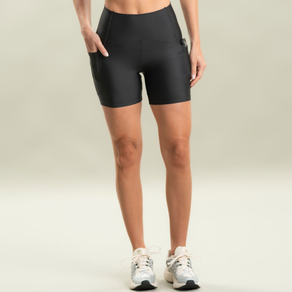 Shorts Médio Slim Shape Com 3 Bolsos Elite Vivame Preto - Imagem 1