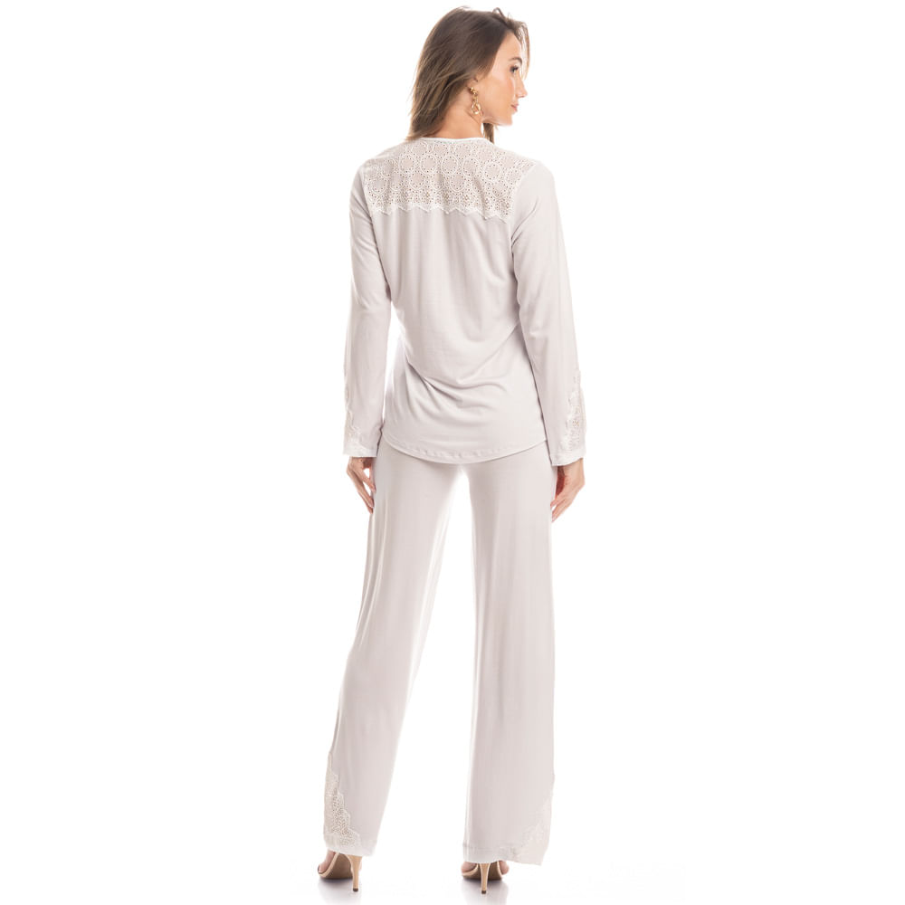 Pijama Feminino Longo Americano Lótus - Imagem 4 - Mobile