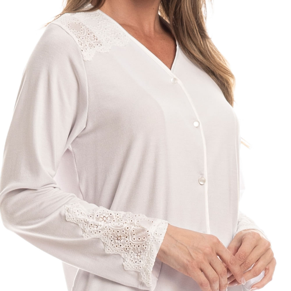 Pijama Feminino Longo Americano Lótus - Imagem 5 - Mobile