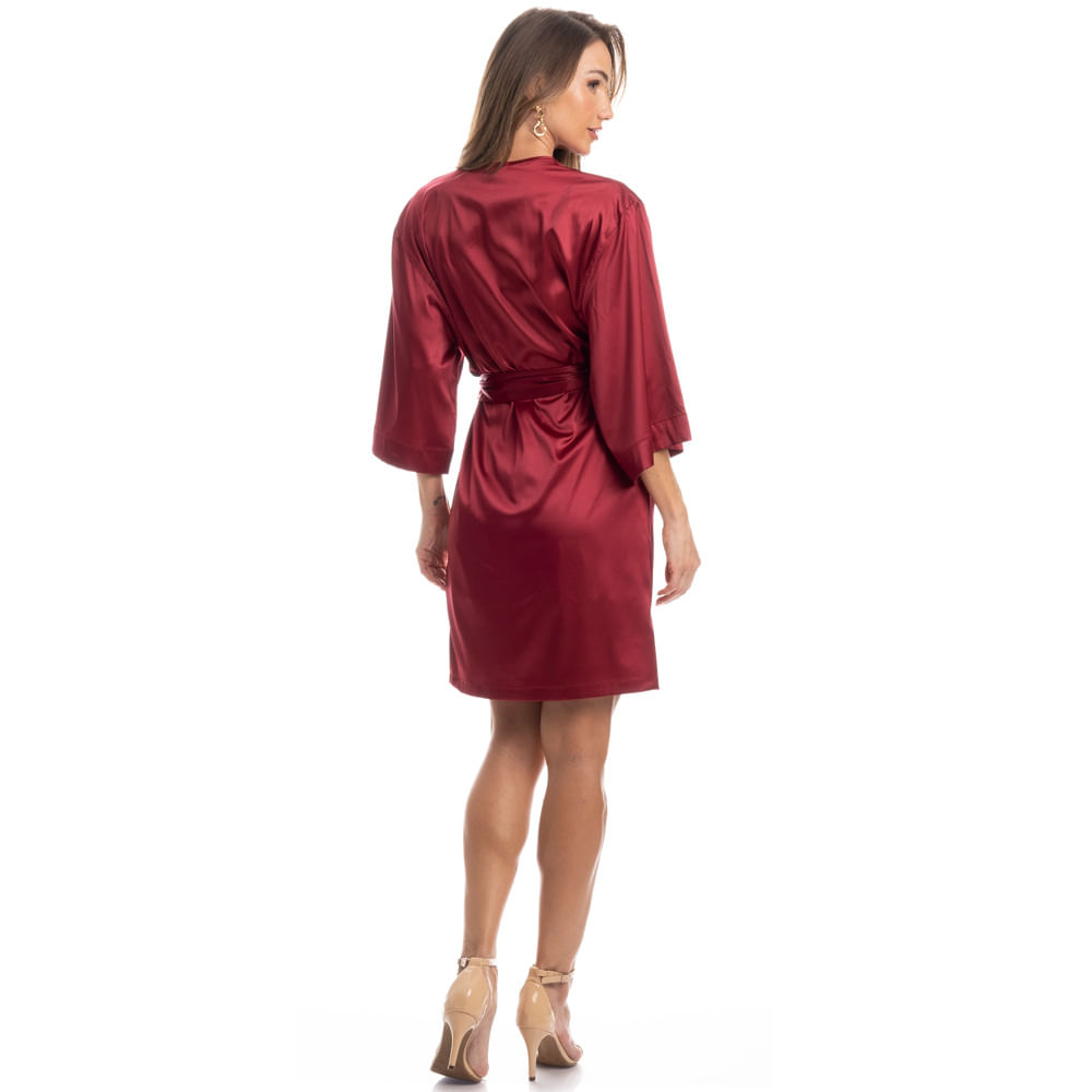 Robe Feminino Curto Em Cetim Violeta - Imagem 4 - Mobile