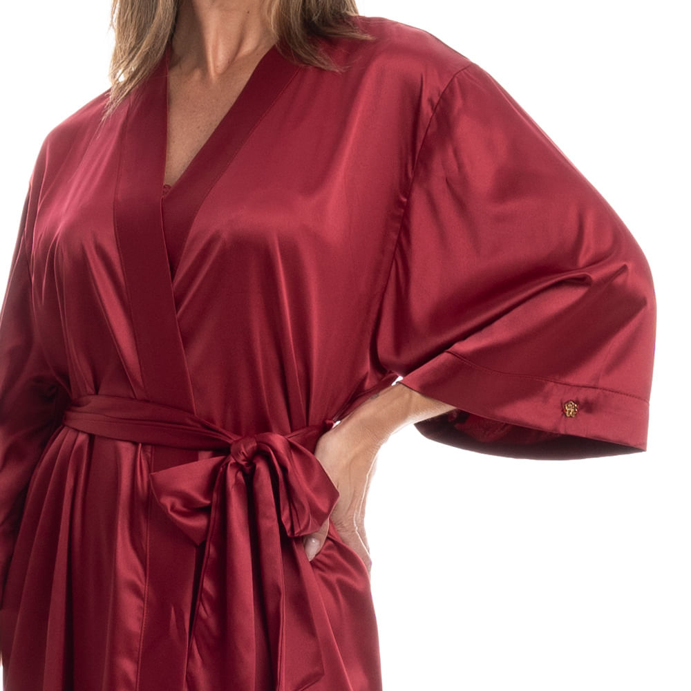 Robe Feminino Curto Em Cetim Violeta - Imagem 5 - Mobile