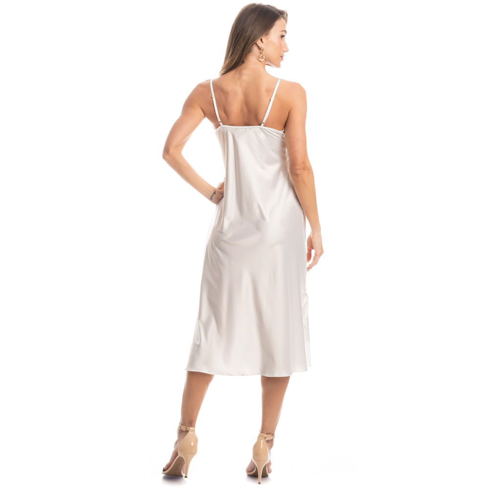 Camisola Midi Em Cetim Magnólia - Imagem 4 - Mobile
