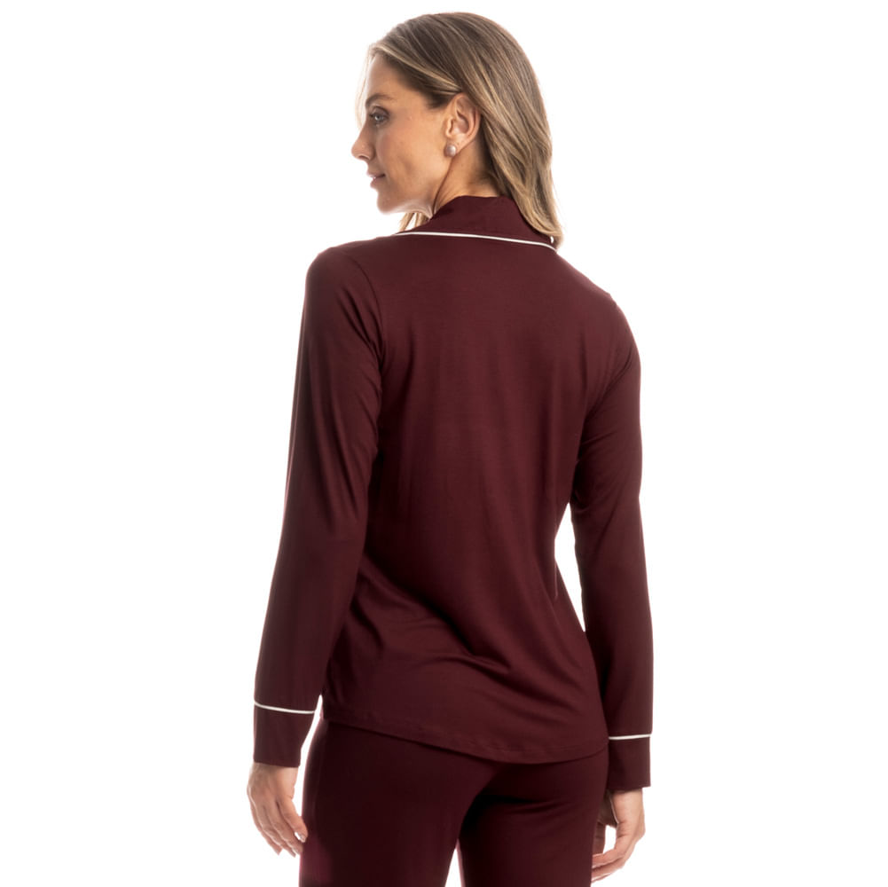 Pijama Feminino Longo Americano Samantha Vinho - Imagem 2