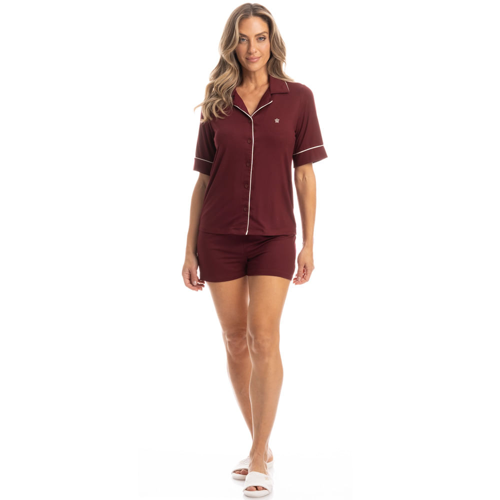 Pijama Feminino Curto Americano Samantha - Imagem 3 - Mobile