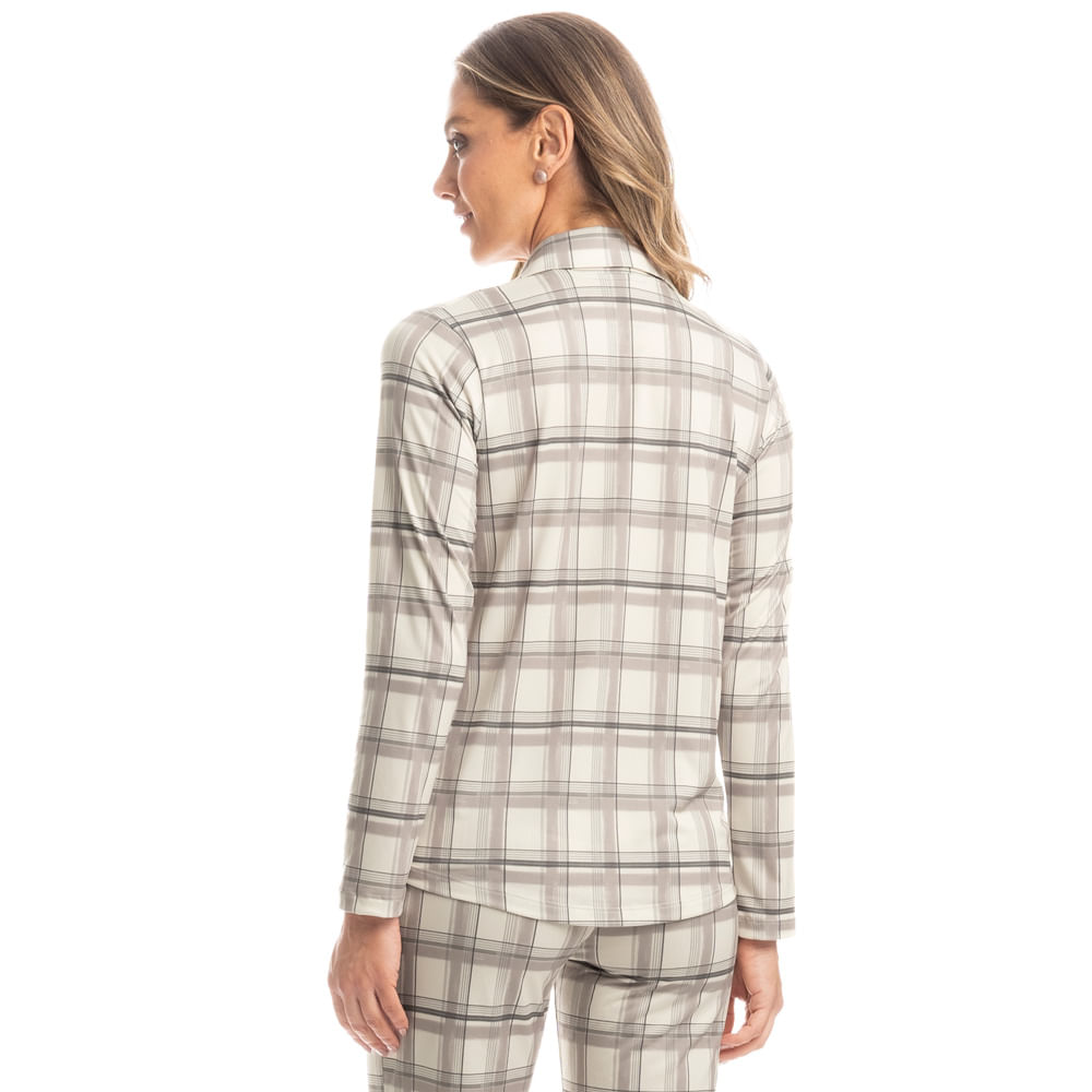 Pijama Feminino Longo Americano Longevidade Bege - Imagem 2