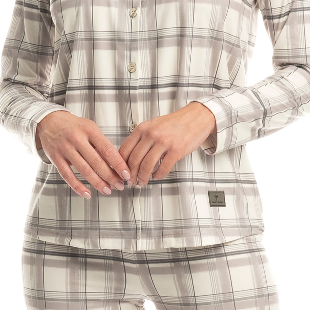 Pijama Feminino Longo Americano Longevidade - Imagem 5 - Mobile