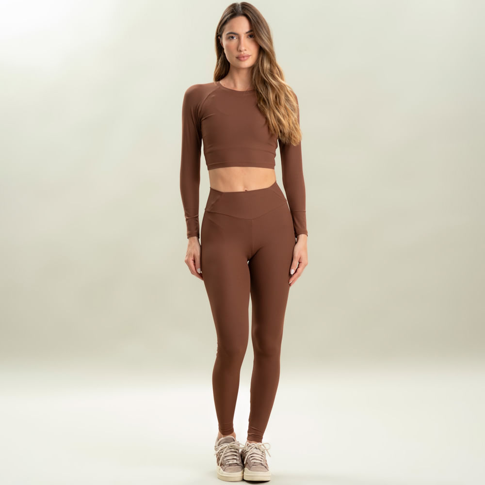Blusa Feminina Rib Crop Manga Longa Wood Vivame - Imagem 3 - Mobile