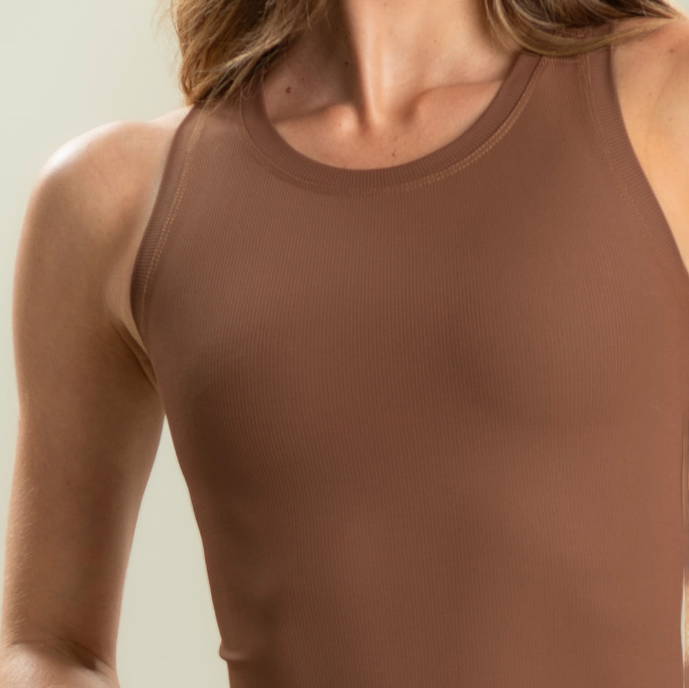 Regata Feminina Rib Fitted Wood Vivame - Imagem 5 - Mobile