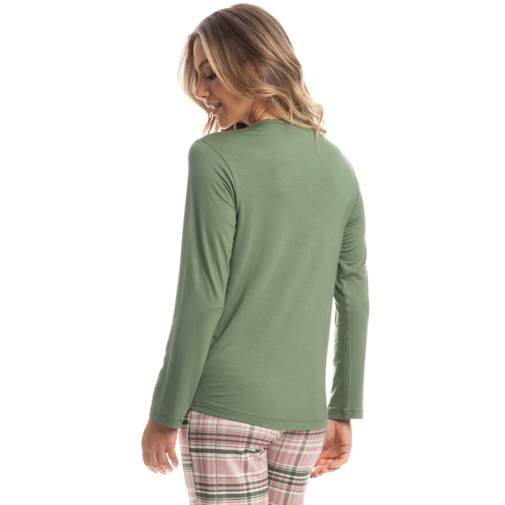 Pijama Feminino Longo Laura Verde - Imagem 2