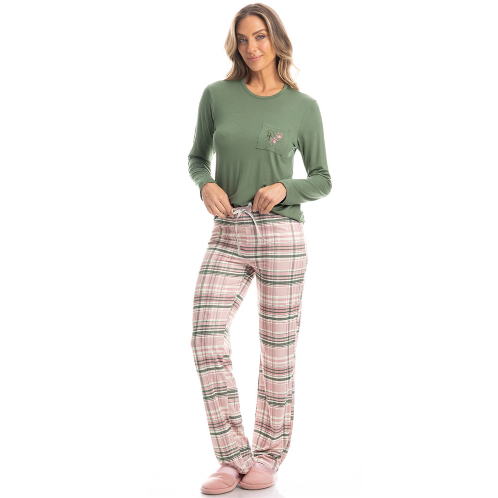 Pijama Feminino Longo Laura - Imagem 3 - Mobile